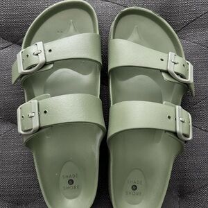 Shade & Shore Olive Double-Strap Sandals